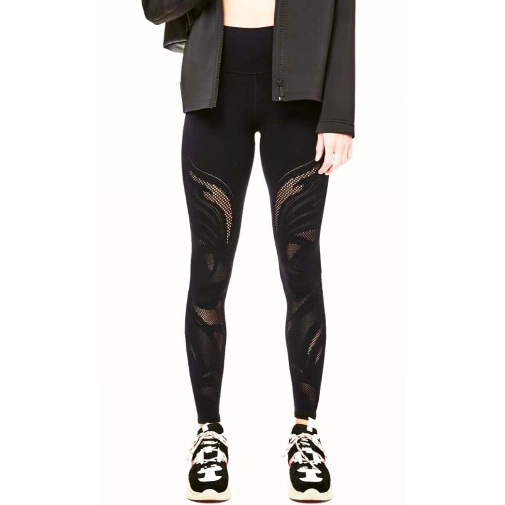 Lululemon Reveal Tights *En Avante Black Sheer Edgy Mesh Cut-Out Cutouts Legging